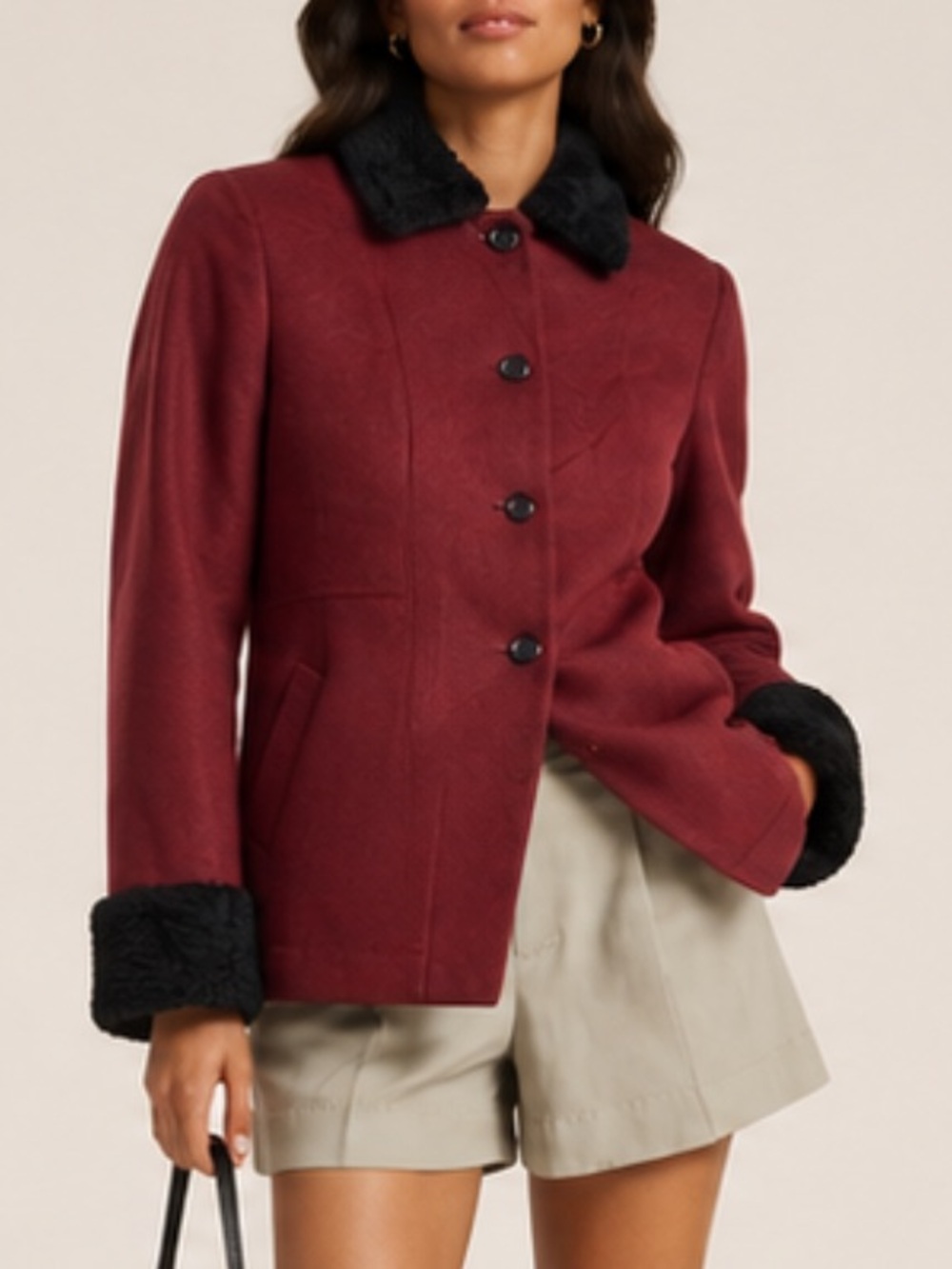 Vintage Halston Dark Brown Wool Swing Coat Size 8/M